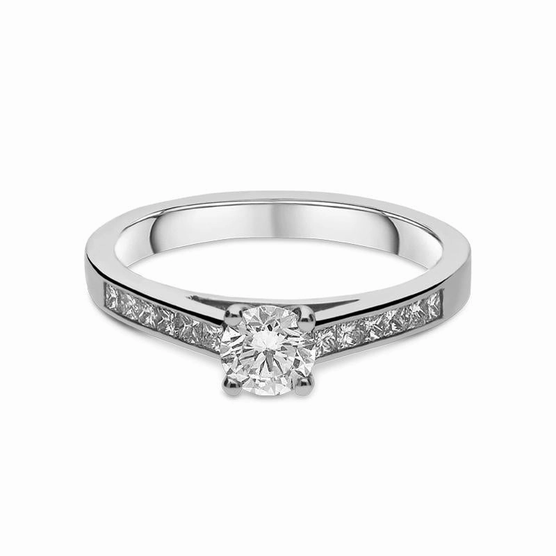 Platinum 1.00ct Diamond Princess Cut Channel Set Solitaire Ring