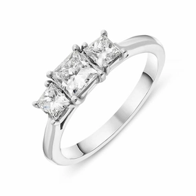Platinum 1.00ct Diamond Princess Cut Trilogy Ring