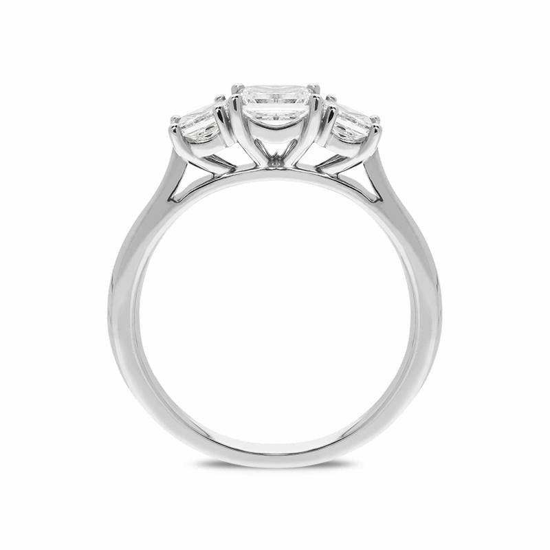Platinum 1.00ct Diamond Princess Cut Trilogy Ring