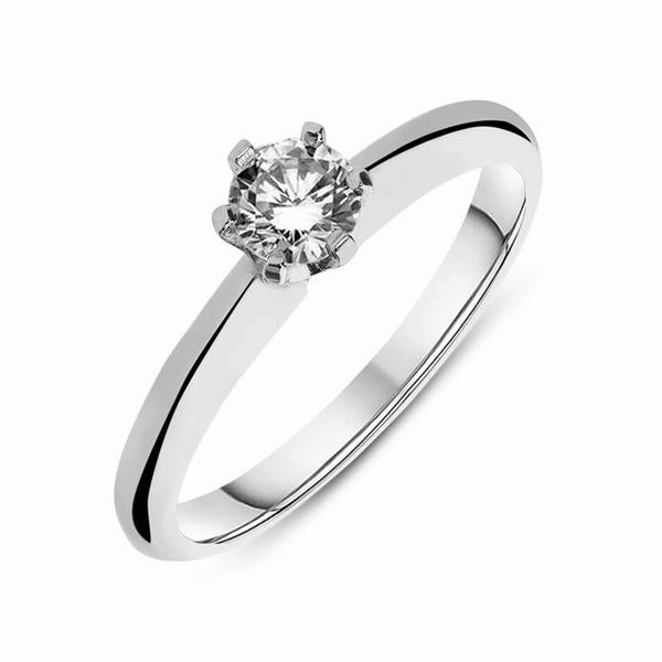 Platinum 1.00ct Diamond Round Brilliant Cut Six Claw Solitaire Ring