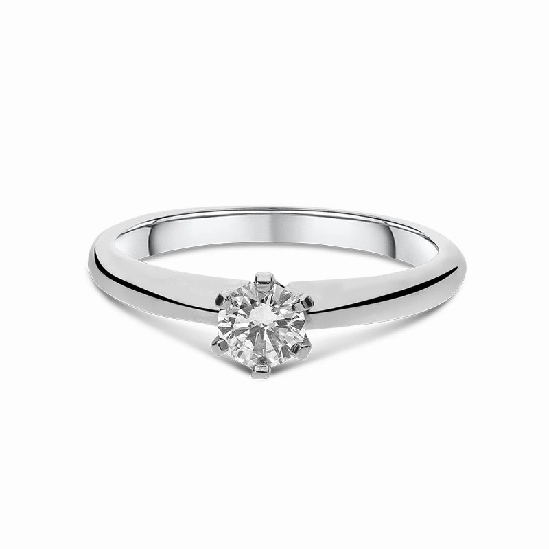 Platinum 1.00ct Diamond Round Brilliant Cut Six Claw Solitaire Ring