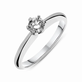 Platinum 1.00ct Diamond Round Brilliant Cut Six Claw Solitaire Ring