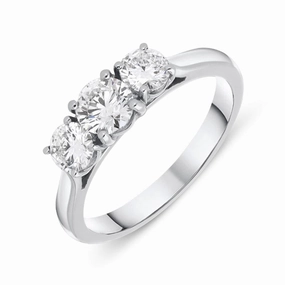 Platinum 1.01ct Diamond Brilliant Cut Trilogy Ring