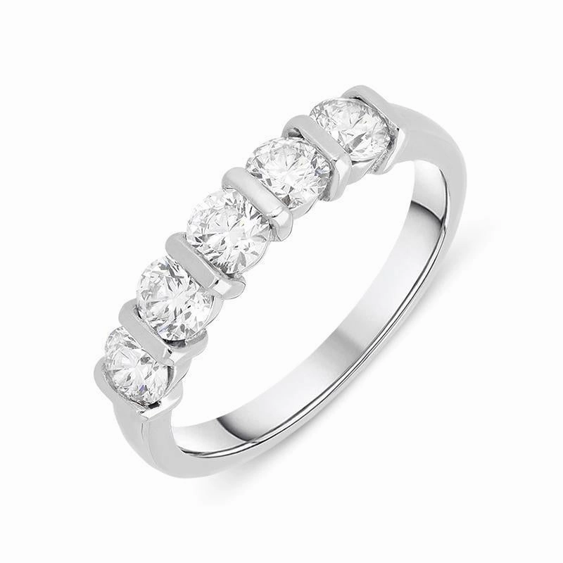 Platinum 1.05ct Diamond Five Stone Wedding Half Eternity Ring