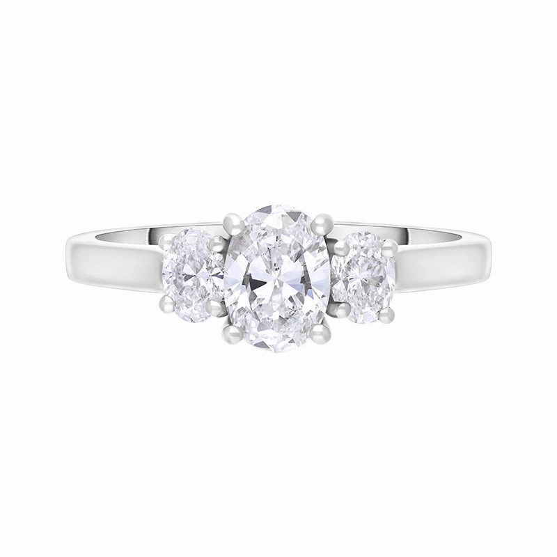 Platinum 1.08ct Diamond GIA Certified Oval Cut Three Stone Ring