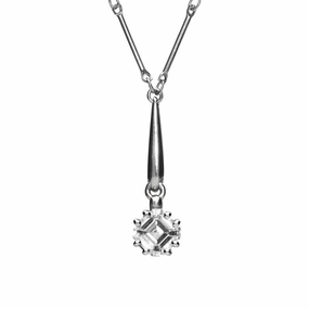 Platinum 1.0ct Diamond Solitaire Ascher Cut Necklace