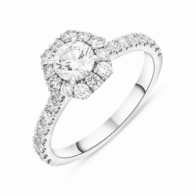 Platinum 1.10ct Diamond Shoulder Set Hexagonal Cluster Ring