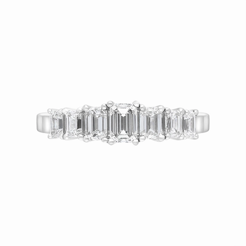 Platinum 1.16ct Diamond Emerald Cut Graduated Half Eternity Ring