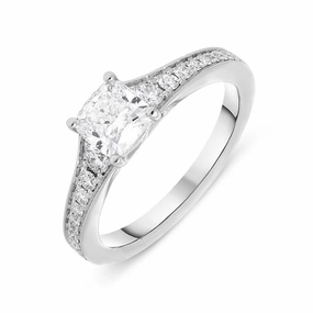 Platinum 1.17ct Diamond Cushion Cut Ring