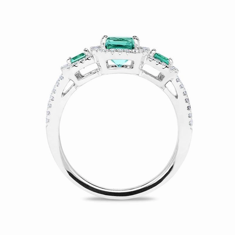Platinum 1.2ct Emerald and Diamond Ring