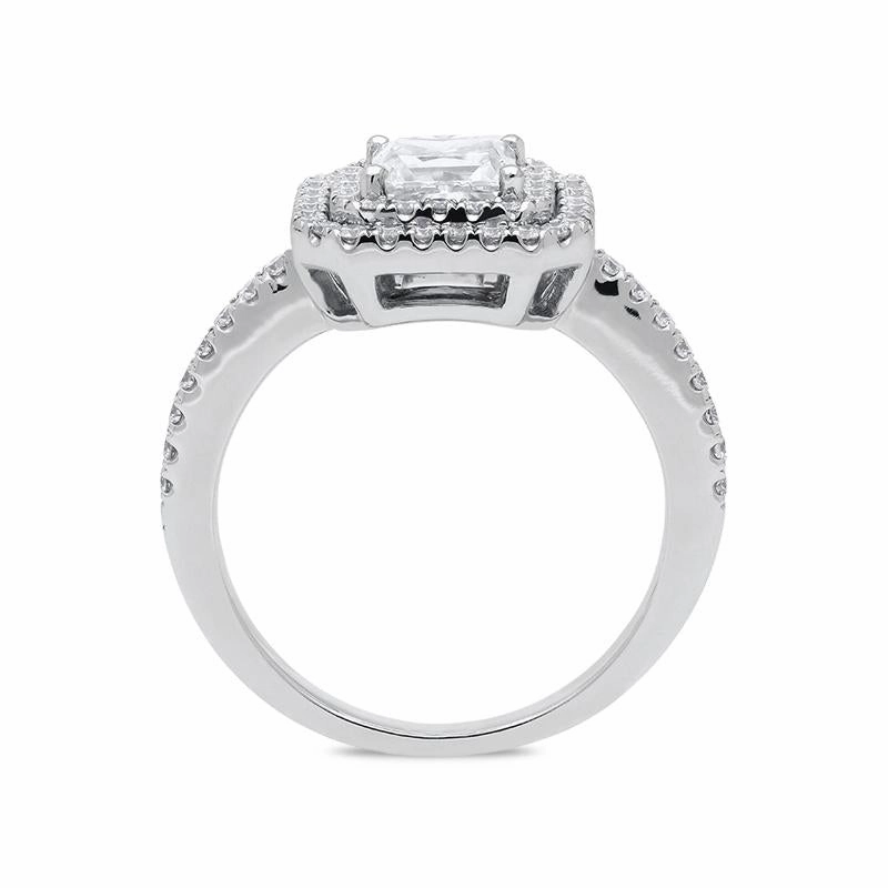 Platinum 1.43ct Diamond Cushion Halo Ring