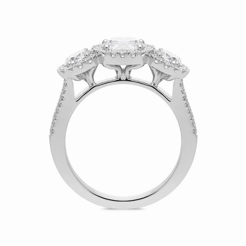 Platinum 1.52ct Diamond Brilliant Cut Trilogy Cluster Ring