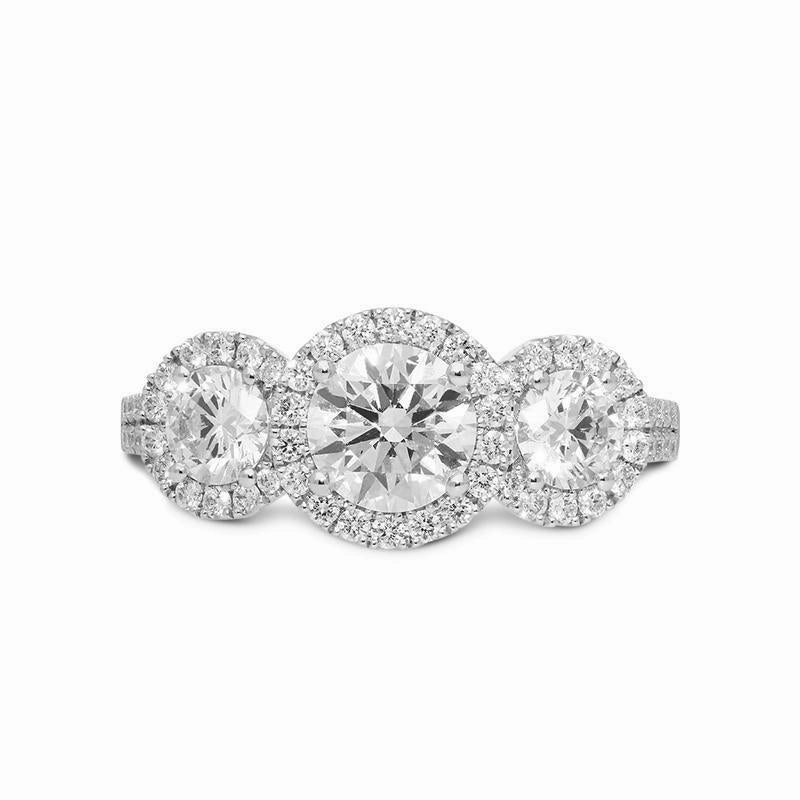 Platinum 1.52ct Diamond Brilliant Cut Trilogy Cluster Ring