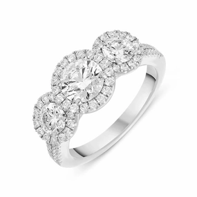 Platinum 1.52ct Diamond Brilliant Cut Trilogy Cluster Ring