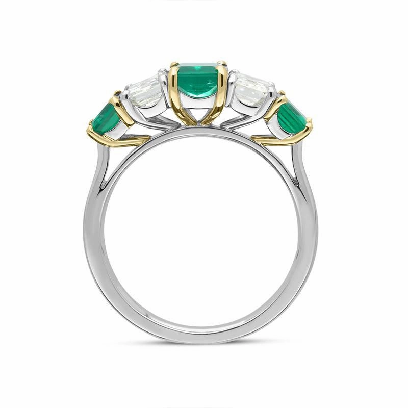 Platinum 1.5ct Emerald 1.24ct Diamond Ring