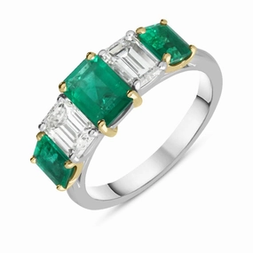 Platinum 1.5ct Emerald 1.24ct Diamond Ring