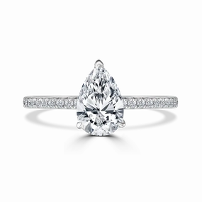 Platinum 1.5ct Pear Cut Laboratory Grown Diamond Solitaire With Diamond Shoulders