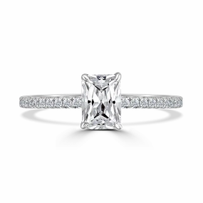 Platinum 1.5ct Radiant Cut Laboratory Grown Diamond Solitaire With Diamond Shoulders