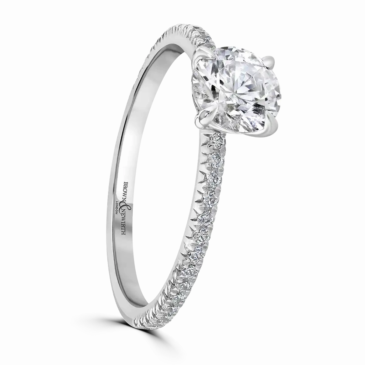Platinum 1.5ct Round Brilliant Cut Laboratory Grown Diamond Solitaire With Diamond Shoulders