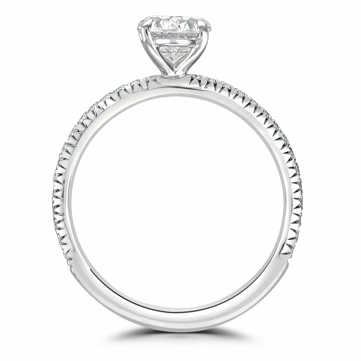 Platinum 1ct Oval Cut Laboratory Grown Diamond Solitaire With Diamond Shoulders