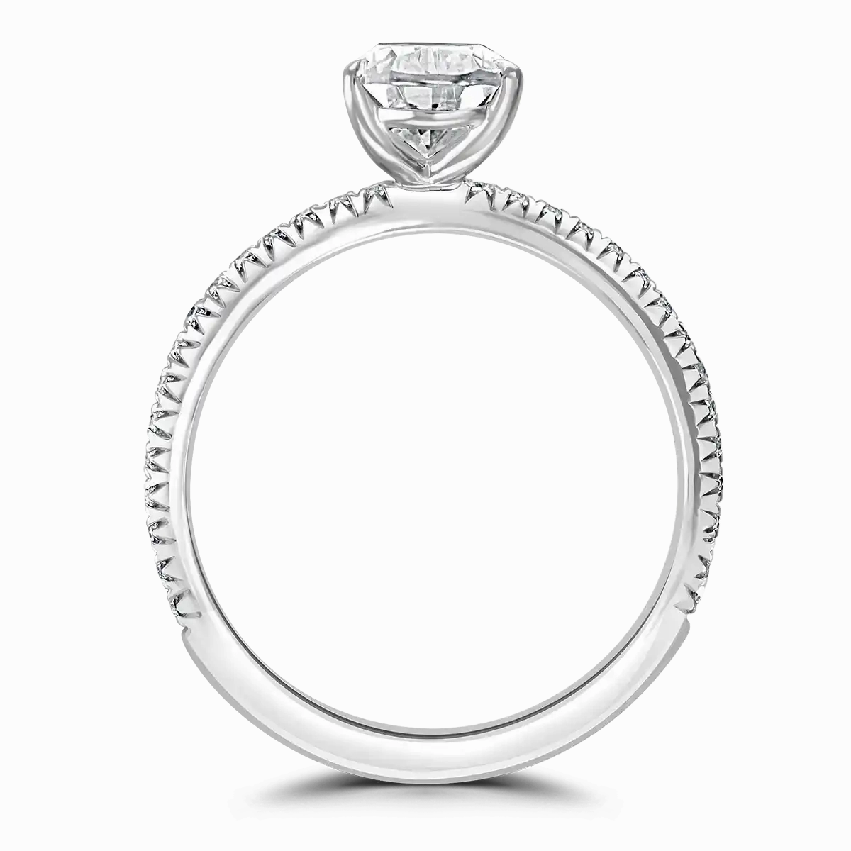 Platinum 1ct Pear Cut Laboratory Grown Diamond Solitaire With Diamond Shoulders