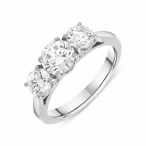 Platinum 2.00ct Diamond Claw Set Trilogy Ring