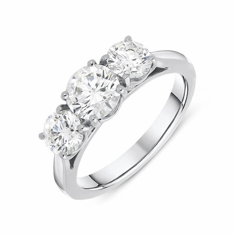 Platinum 2.00ct Diamond Claw Set Trilogy Ring