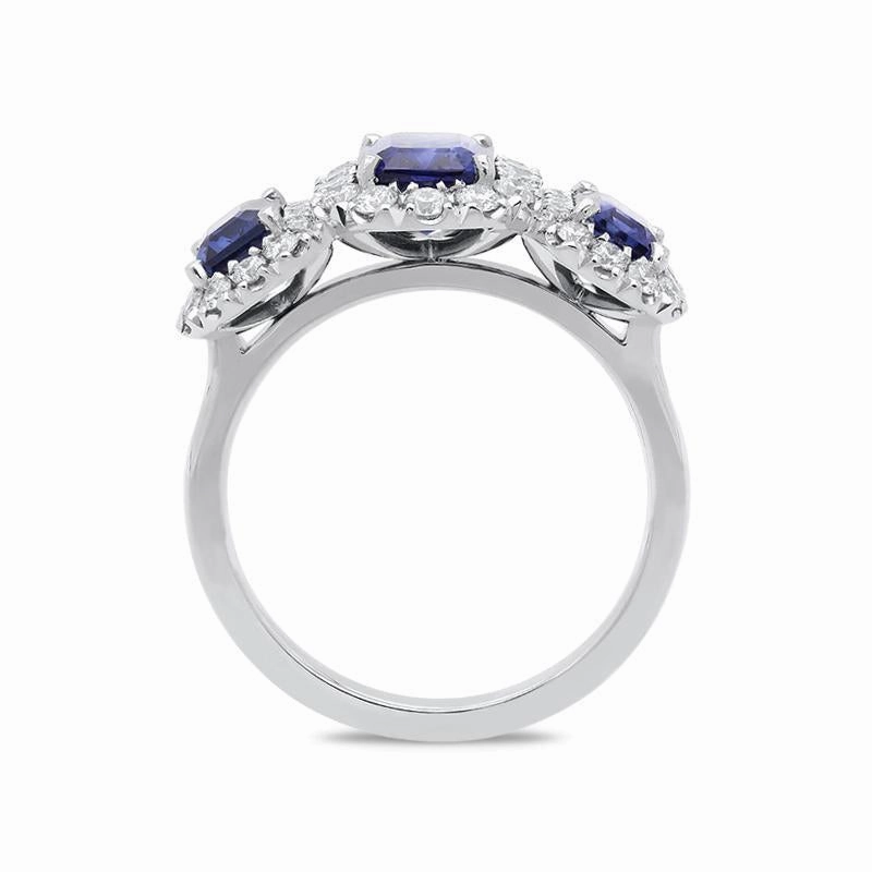 Platinum 2.63ct Sapphire Diamond Trilogy Cluster Ring