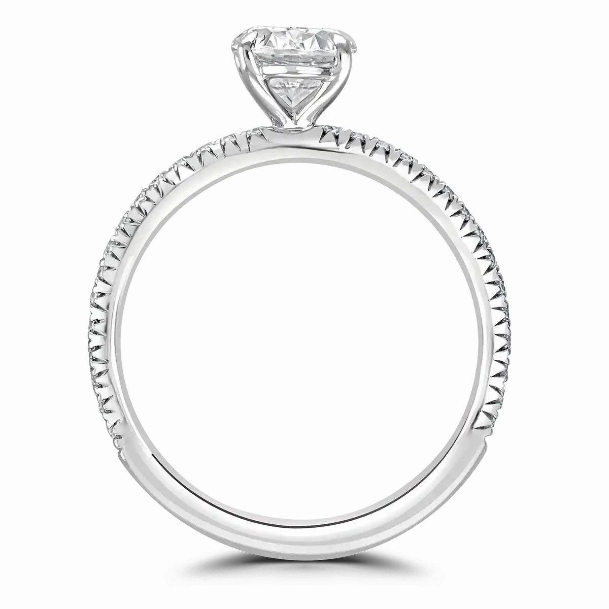 Platinum 2ct Oval Cut Laboratory Grown Diamond Solitaire With Diamond Shoulders