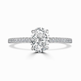 Platinum 2ct Oval Cut Laboratory Grown Diamond Solitaire With Diamond Shoulders