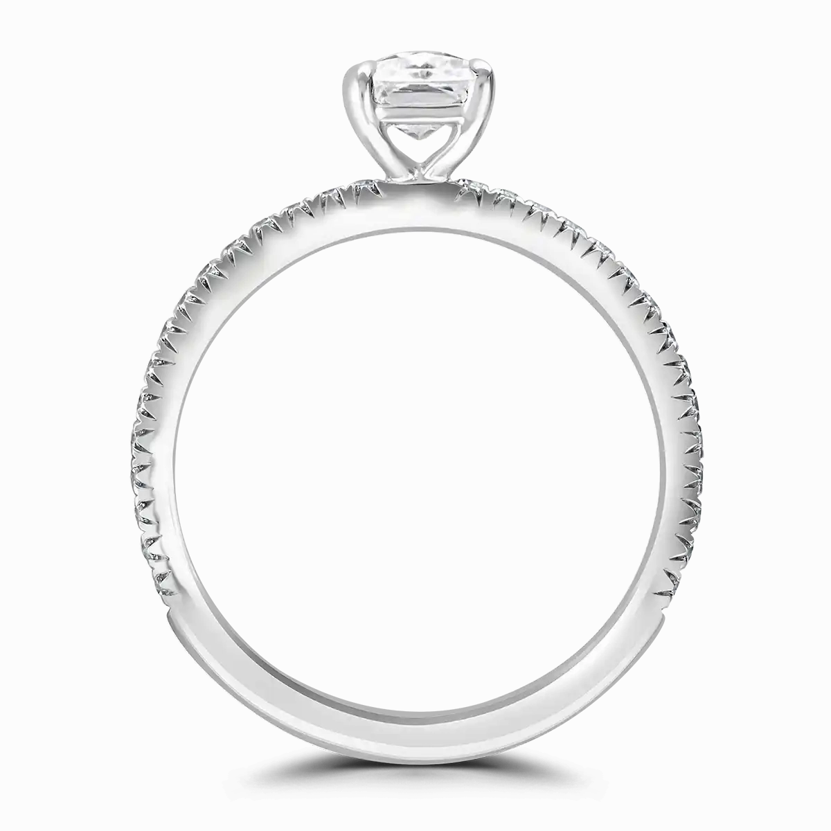 Platinum 2ct Radiant Cut Laboratory Grown Diamond Solitaire With Diamond Shoulders
