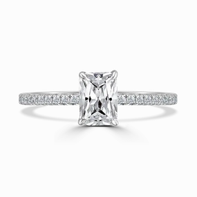 Platinum 2ct Radiant Cut Laboratory Grown Diamond Solitaire With Diamond Shoulders