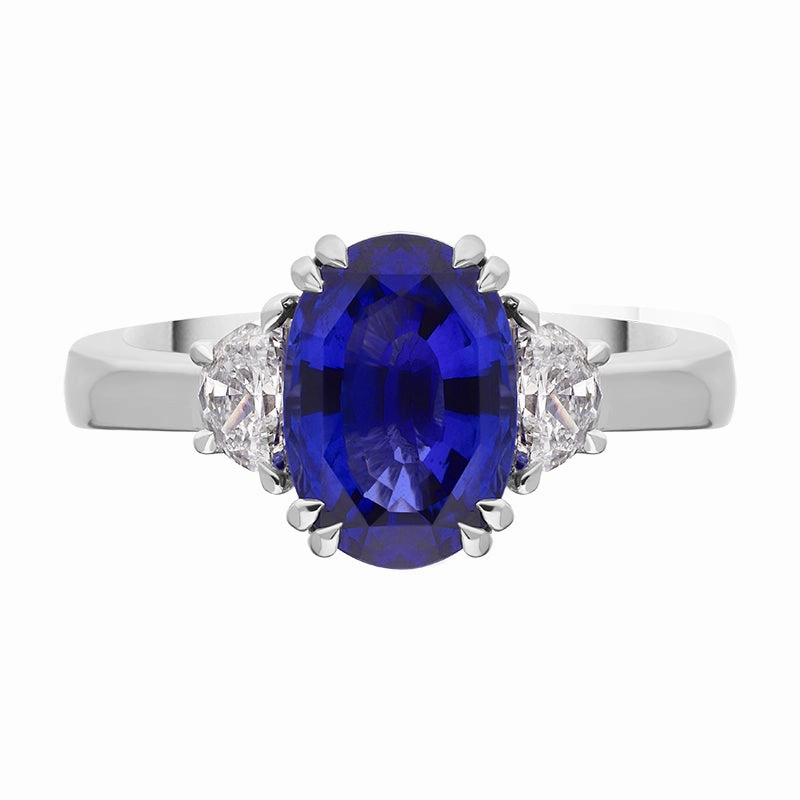 Platinum 3.25ct Sapphire Diamond Three Stone Ring