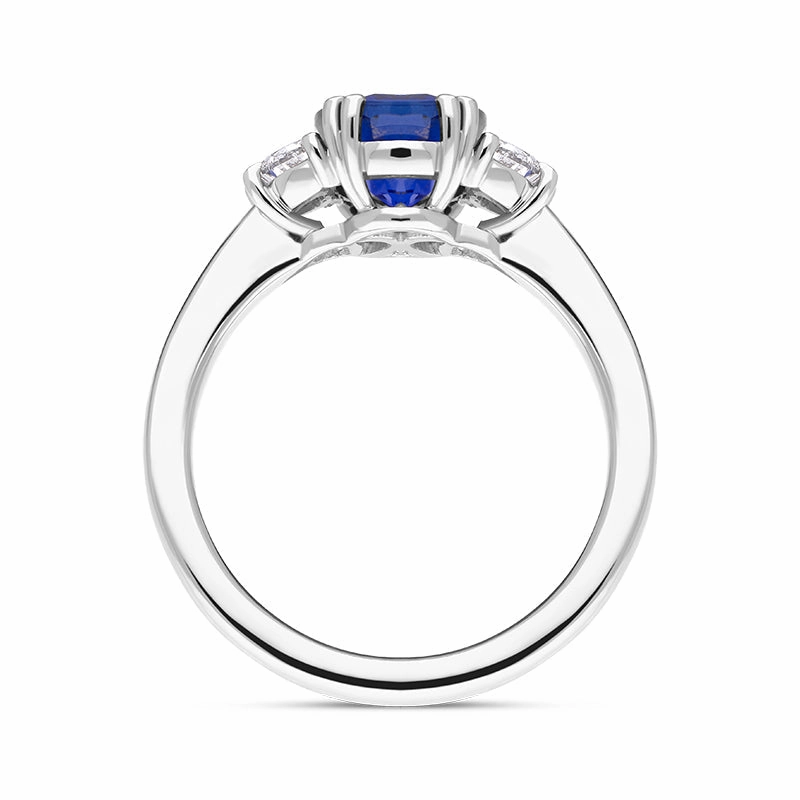 Platinum 3.25ct Sapphire Diamond Three Stone Ring