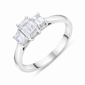 Platinum .45ct Diamond 0.60ct 3 Stone Diamond Em Cut Ring Size N DVS2 GIA