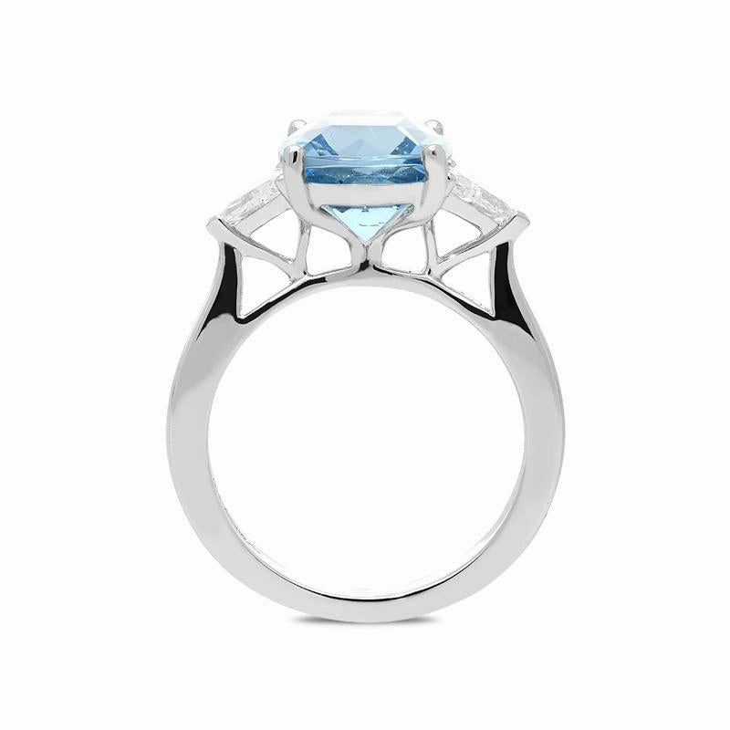 Platinum 4.24ct Aquamarine Diamond Trilogy Ring
