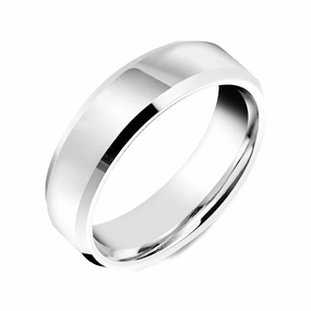 Platinum 4mm Bevelled Edge Wedding Ring