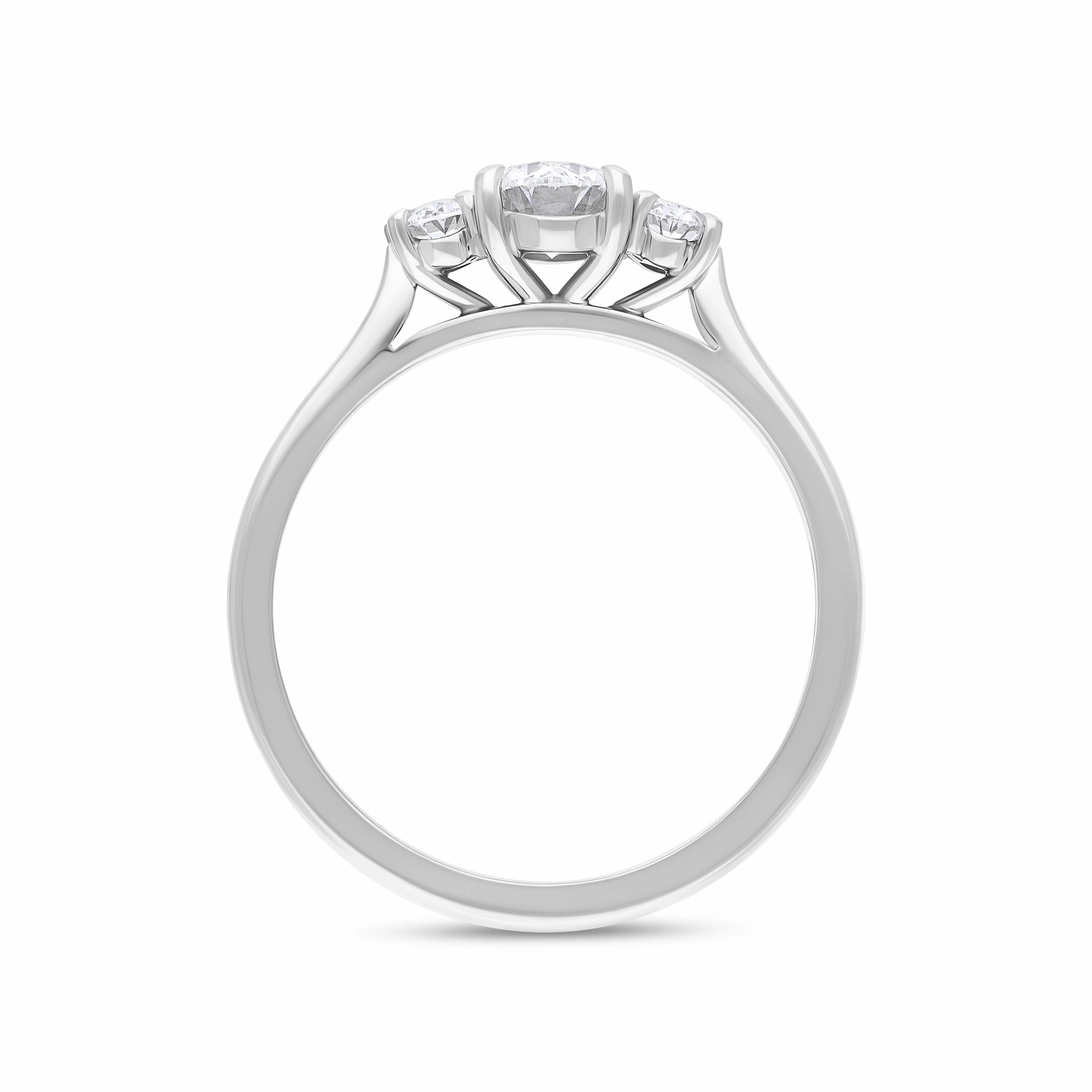 Platinum .59 Diamond .29 3 Stone Diamond Oval Ring Size N.5 GIA FVS1