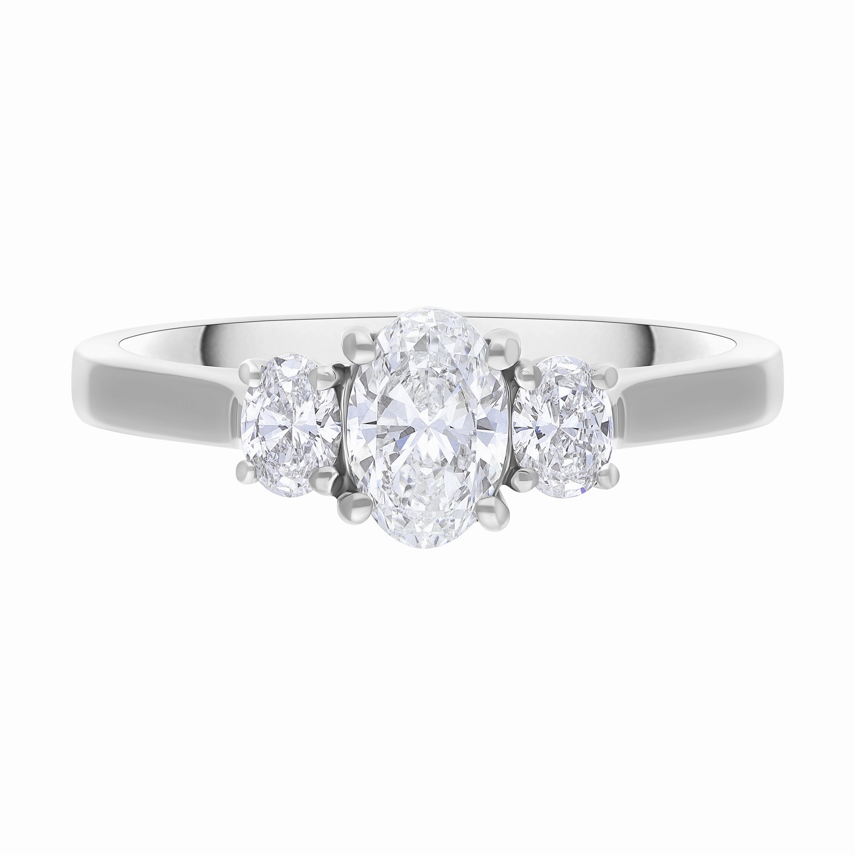 Platinum .59 Diamond .29 3 Stone Diamond Oval Ring Size N.5 GIA FVS1