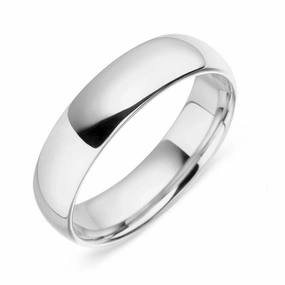 Platinum 6mm Light Court Shape Wedding Ring D