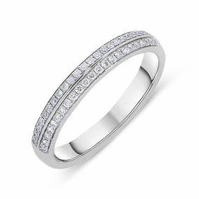 Platinum and  0.15ct Diamond Two Row Half Eternity Ring