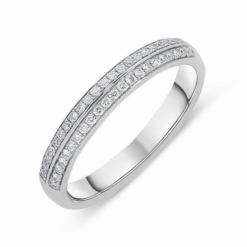 Platinum and  0.15ct Diamond Two Row Half Eternity Ring