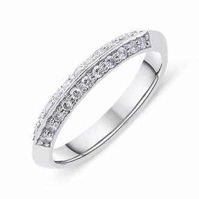 Platinum and 0.22ct Diamond Two Row Wedding Ring