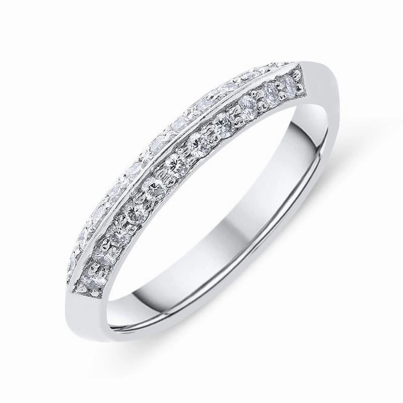 Platinum and 0.22ct Diamond Two Row Wedding Ring