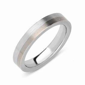 Platinum and 18ct White Gold 3.5mm Satin Wedding Ring