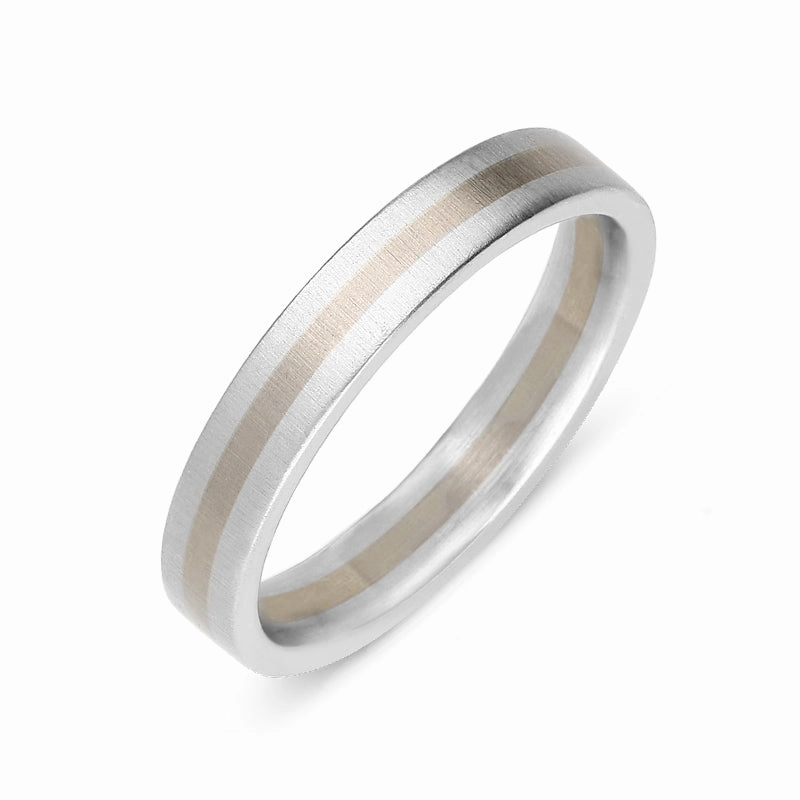 Platinum and 18ct White Gold 4mm Satin Wedding Ring
