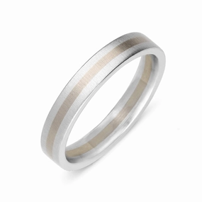 Platinum and 18ct White Gold 4mm Satin Wedding Ring