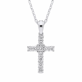 Platinum and Diamond Cross Necklace