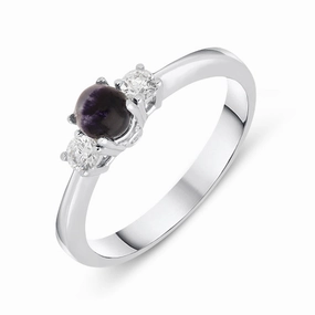 Platinum Blue John 0.17ct Diamond Trilogy Ring