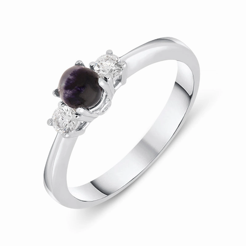 Platinum Blue John 0.17ct Diamond Trilogy Ring